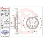 Brembo 2 x Internally Vented Rear Brake Discs 09.9425.11