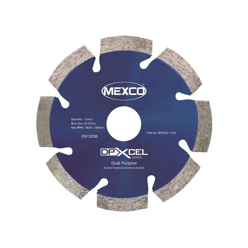 MEXCO XCEL Grade Dual Purpose Diamond Blade 115 x 22mm - DPXCEL11522