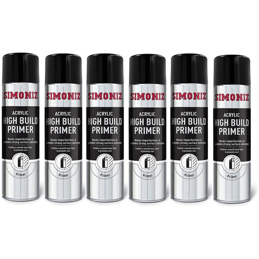 6x Simoniz High Build Primer Spray Putty Filler Aerosol Paint 500ml SIMB90D Simoniz  - Town Parts