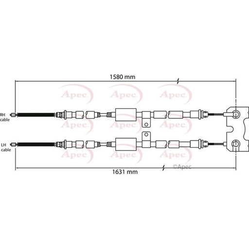 Apec Handbrake Cable Left Rear CAB1126