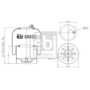 Febi Air Suspension Bellow 155mm Rear Right 38832
