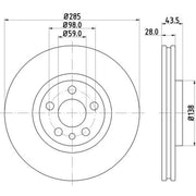 DON 2 x Internally Vented Front Brake Discs PCD12422