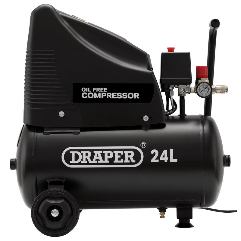 Draper 24L Oil-Free Compressor with Air Tool Kit 1.1kW