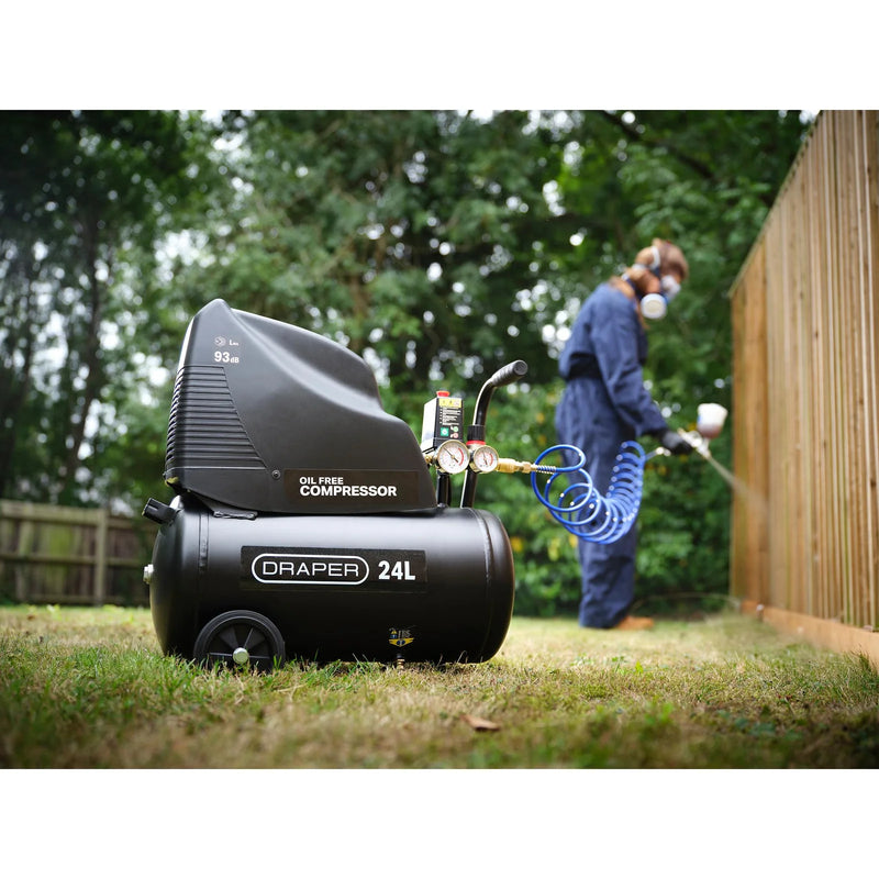 Draper 24L Oil-Free Compressor with Air Tool Kit 1.1kW