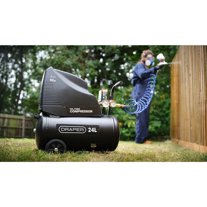 Draper 24L Oil-Free Compressor with Air Tool Kit 1.1kW
