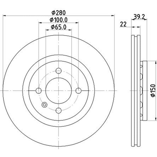 DON 2 x Externally Vented Front Brake Discs PCD14342