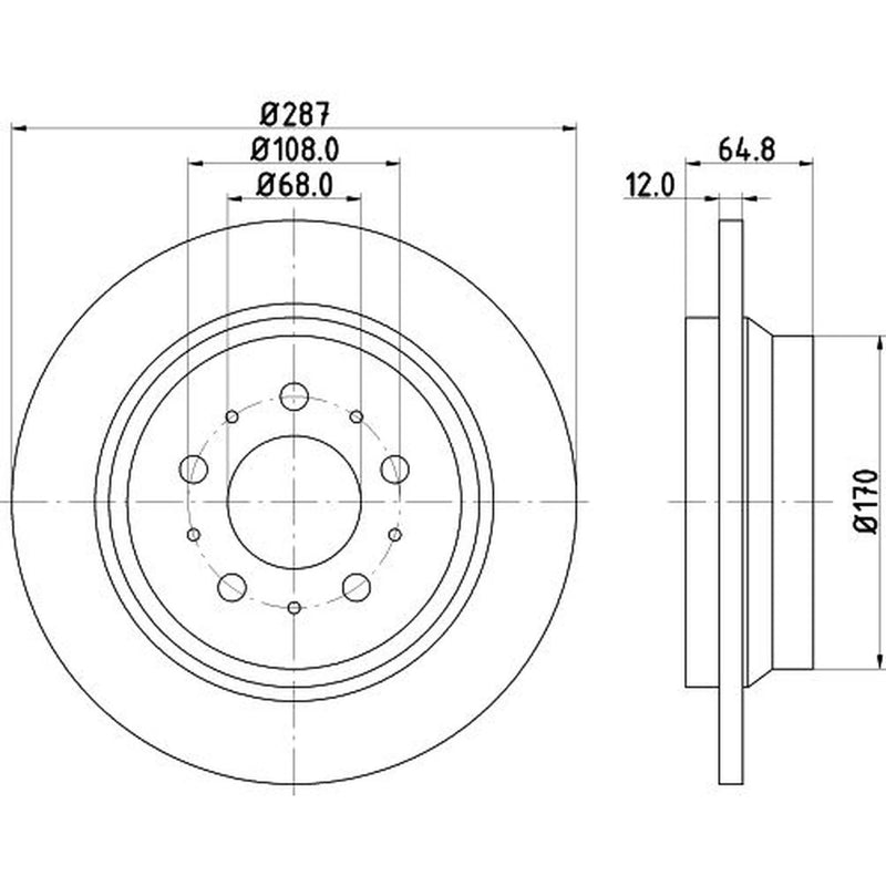 DON 2 x Solid Rear Brake Discs PCD18062