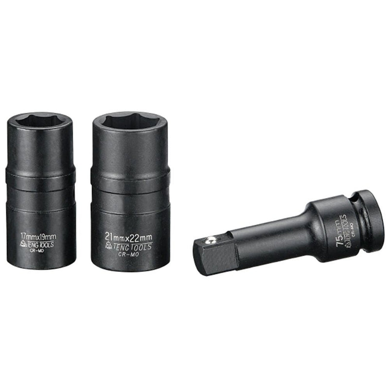 Teng Tools Impact Socket Set 1/2" Double Ended 17x19mm/21x22mm