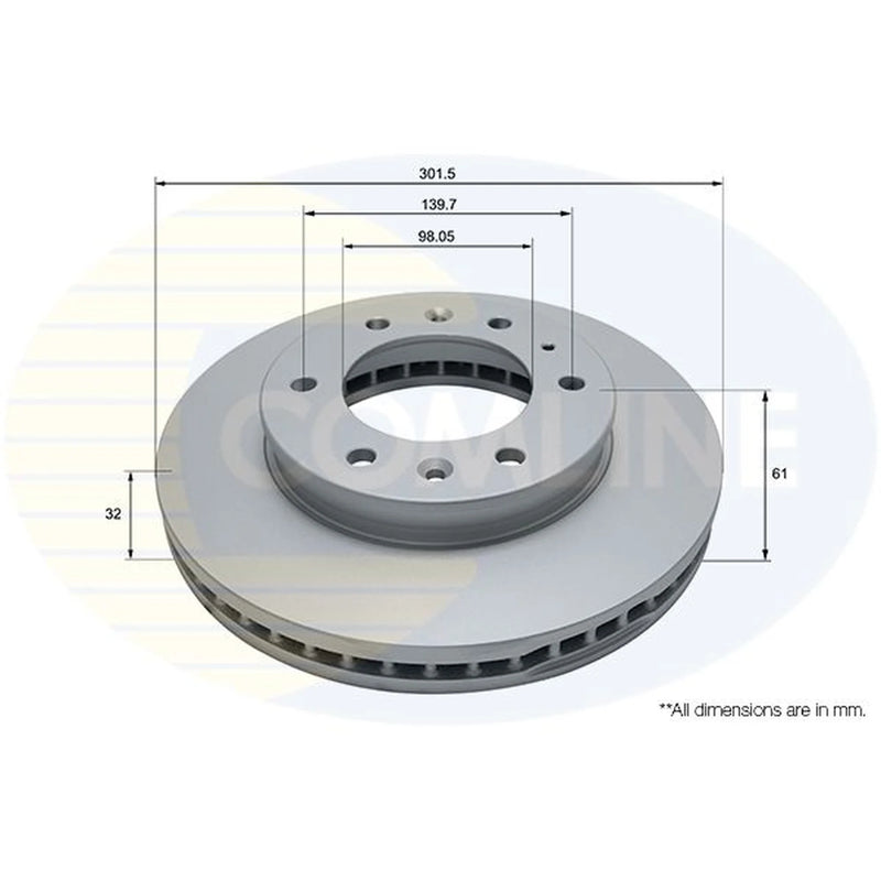 Comline 2 x Internally Vented Front Brake Discs ADC1263V