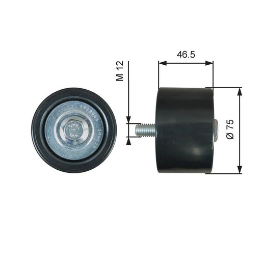 Gates V-Ribbed Belt Deflection/Guide Pulley Right T36626