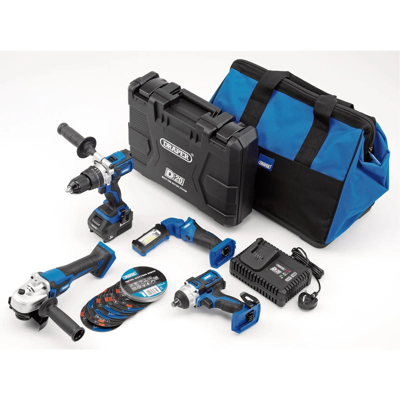 D20 20V Workshop Kit with 1 x 3.0Ah & 1 x 4.0Ah Batteries
