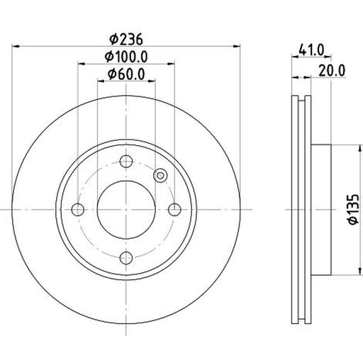 DON 2 x Internally Vented Front Brake Discs PCD22942