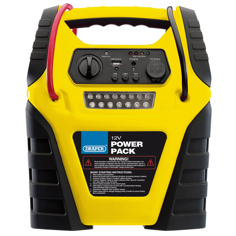 Draper 12V Jump Starter with Air Compressor 900 Peak Amps