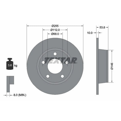 Textar 2 x Solid Rear Brake Discs 92104103