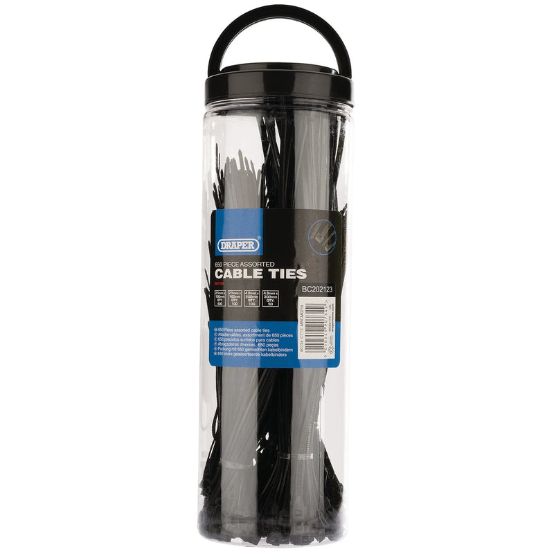 Draper Nylon Cable Ties Pack of 650 - Robust and Durable