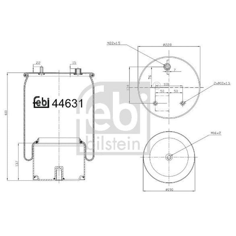Febi Air Suspension Bellow 228mm 44631