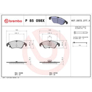 Brembo 4 x Front Brake Pad Set P85098X