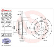 Brembo 2 x Internally Vented Rear Brake Discs 09.8969.21