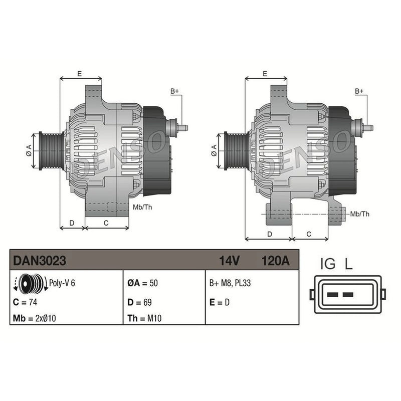 Denso Car Alternator 12V DAN3023