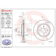 Brembo 2 x Internally Vented Front Brake Discs 09.D253.11
