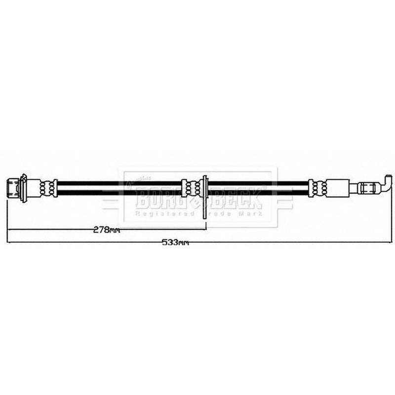 Borg & Beck Brake Hydraulic Hose Line Front Left BBH8546