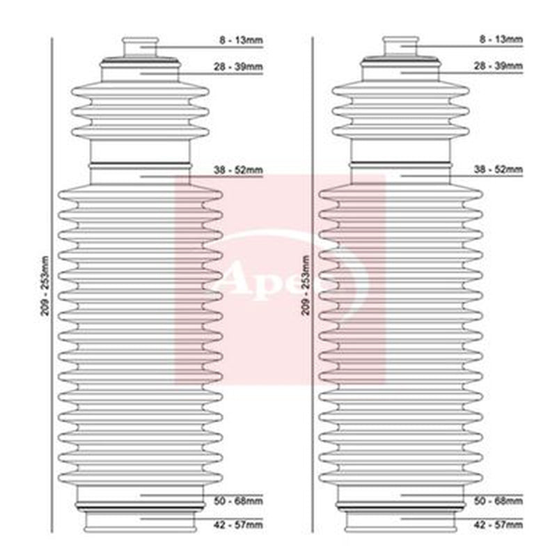 Apec Steering Bellow Kit Front ACB3003