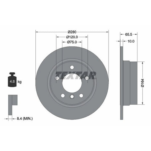 Textar 2 x Solid Rear Brake Discs 92132903