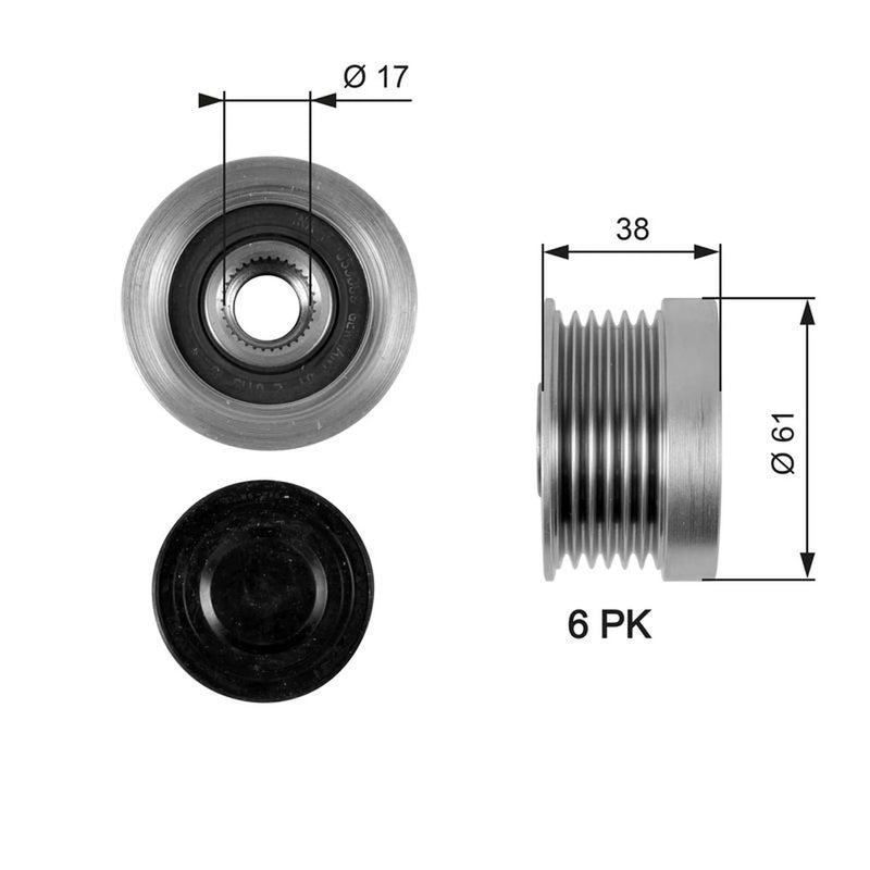 Gates Alternator Overrunning Freewheel Clutch OAP7036