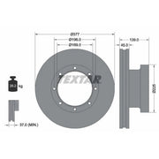 Textar 2 x Internally Vented Brake Discs 93193600