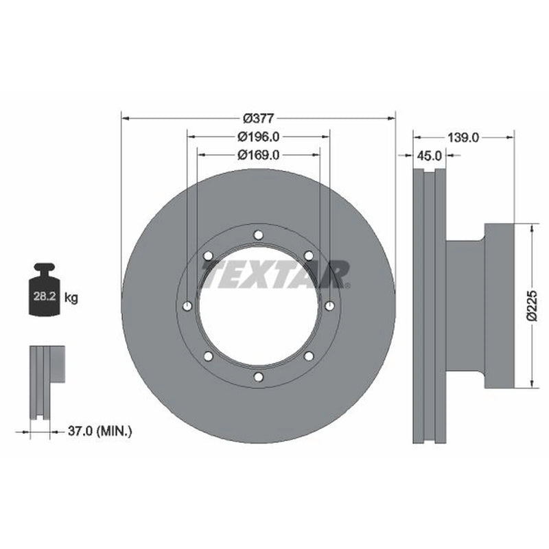 Textar 2 x Internally Vented Brake Discs 93193600
