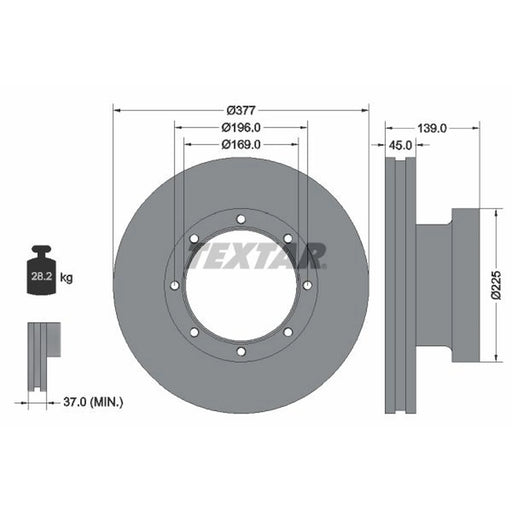 Textar 2 x Internally Vented Brake Discs 93193600