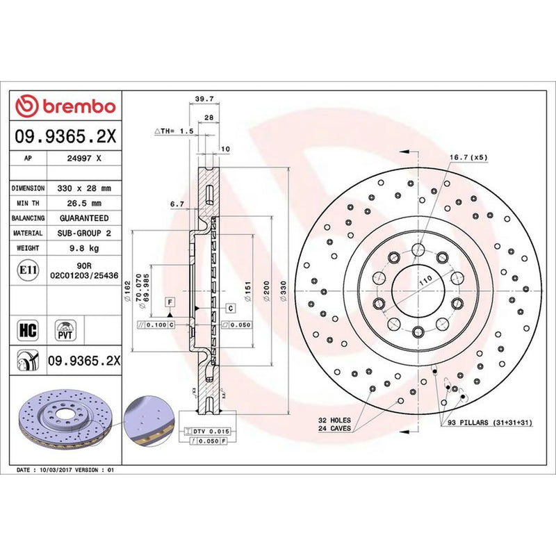 Brembo Xtra / Front Brake Discs 09.9365.2X