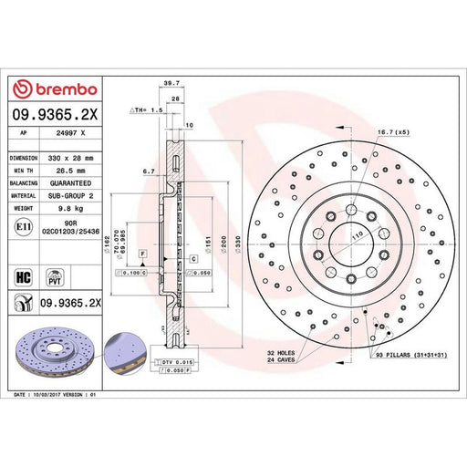 Brembo Xtra / Front Brake Discs 09.9365.2X