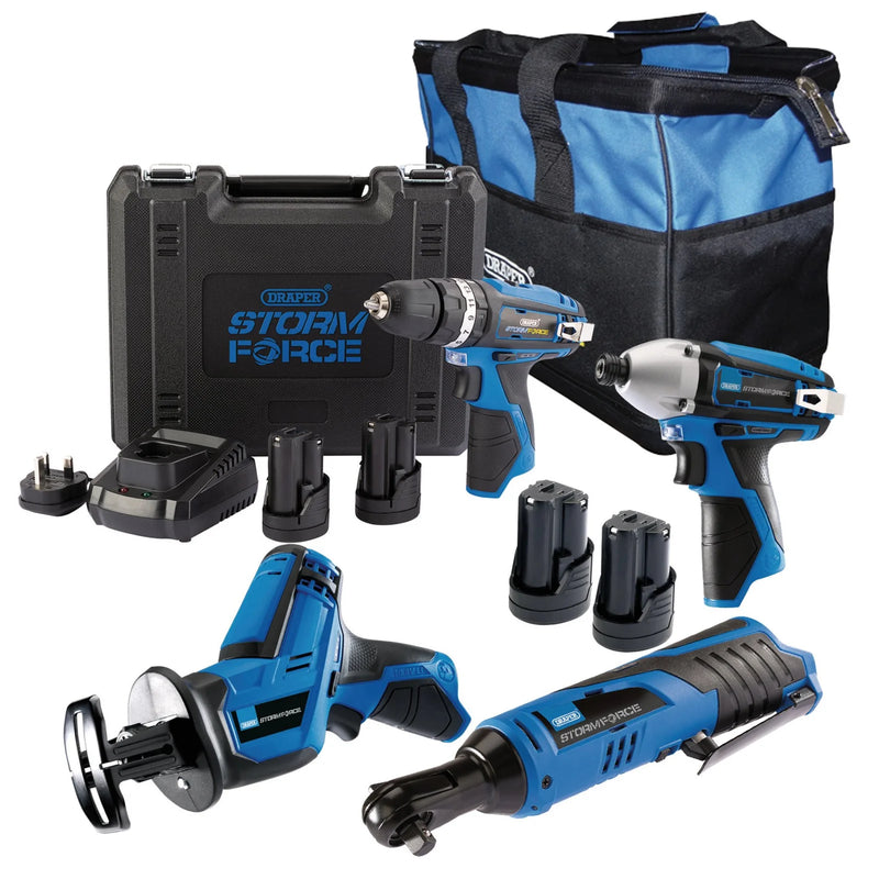 Draper 12V Drill, Drive and Cut Kit with 4 x 1.5Ah Batteries