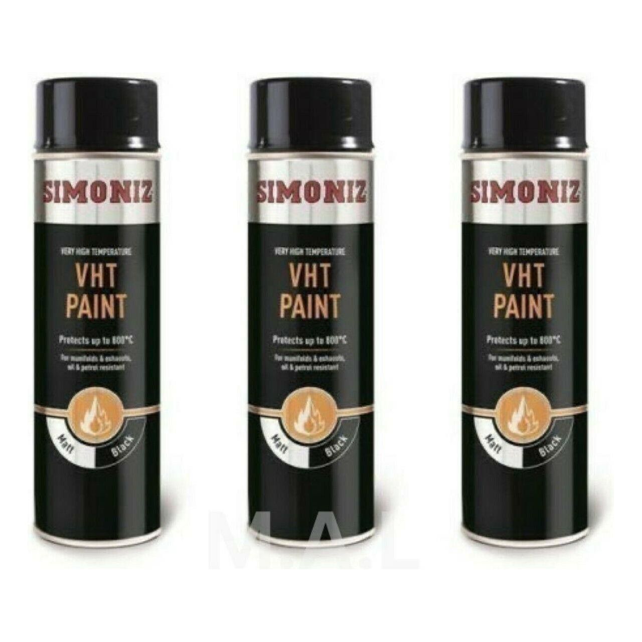 Very High Temperature VHT Black Simoniz Aerosol Auto Car Spray Paint 500ml Simoniz  - Town Parts