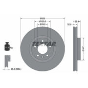 Textar 2 x Vented Front Brake Discs 92121305