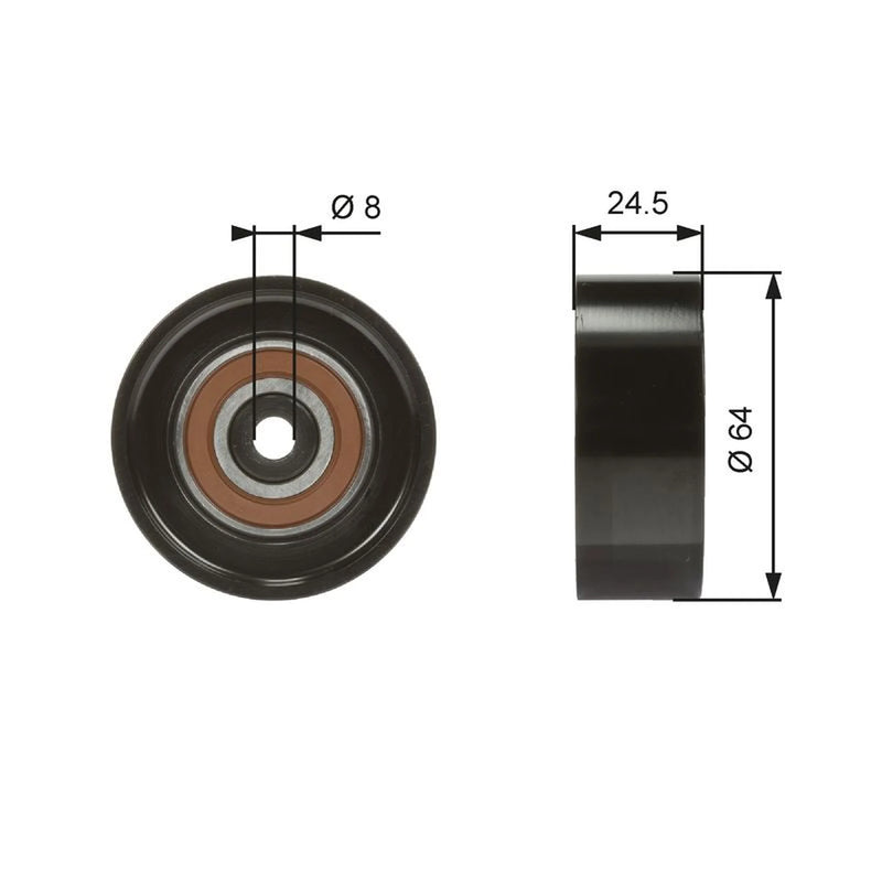 Gates V-Ribbed Belt Deflection/Guide Pulley T38097