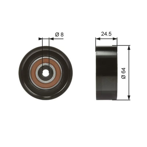 Gates V-Ribbed Belt Deflection/Guide Pulley T38097