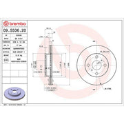 Brembo 2 x Internally Vented Front Brake Discs 09.5536.20