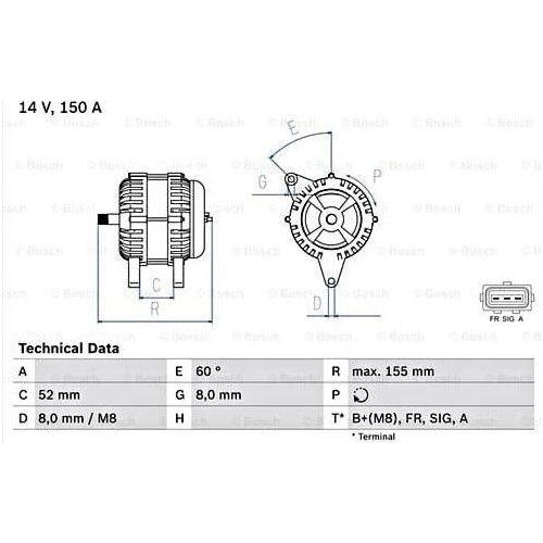 Bosch Reman Alternator 8114 0986081140 Bosch  - Town Parts