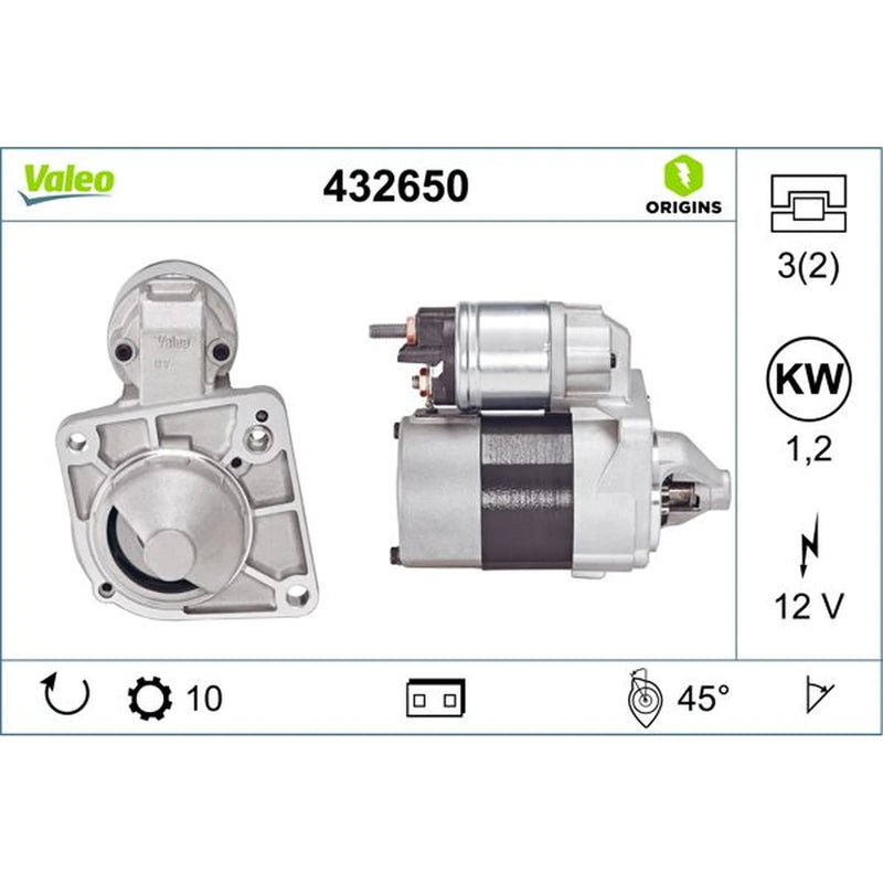 Valeo Starter Motor 12V 1.2kW 10 Teeth 432650