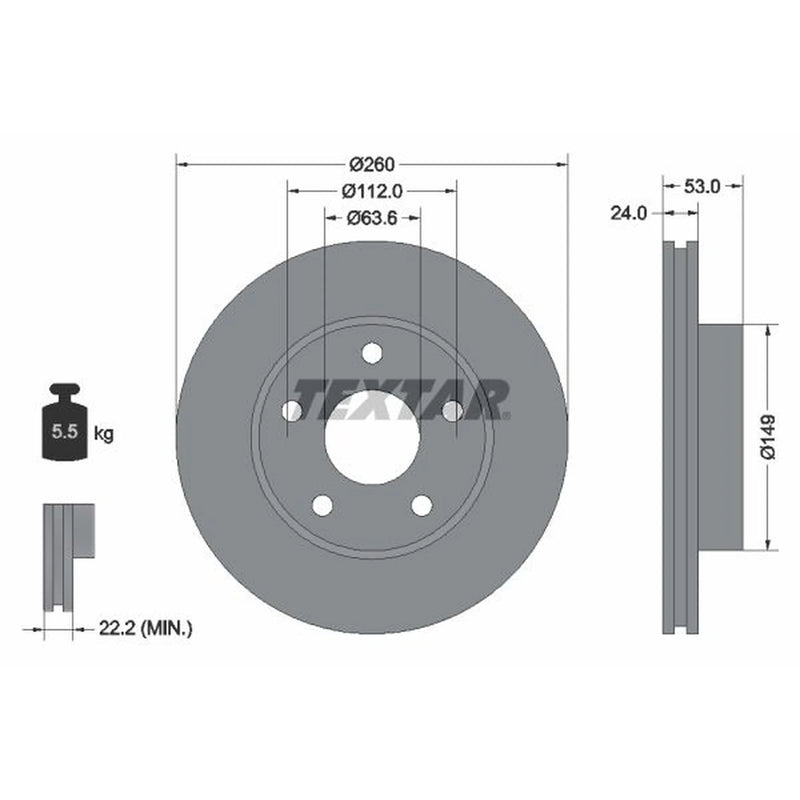 Textar 2 x Front Brake Discs 92067700