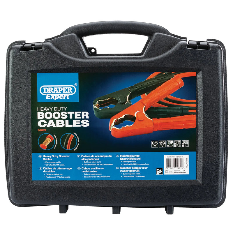 Draper Expert Booster Cables 6.5m x 50mm² Heavy Duty