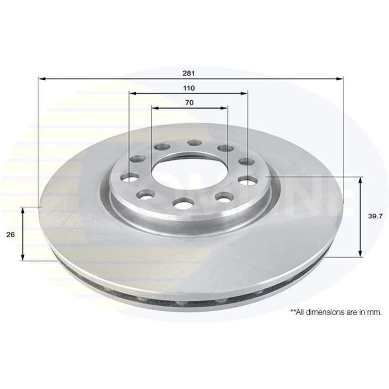 Comline 2 x Front Brake Discs ADC1845V