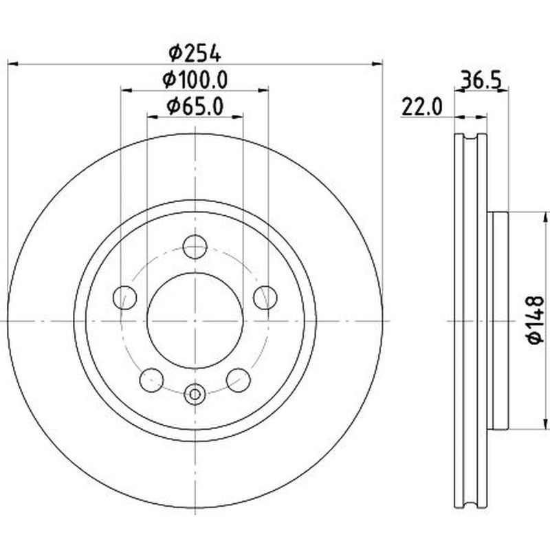 DON 2 x Externally Vented Rear Brake Discs PCD22082