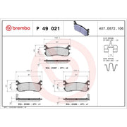 Brembo 4 x Rear Brake Pad Set P49021