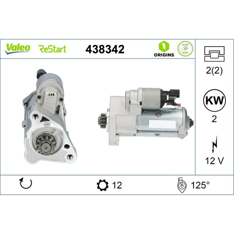 Valeo Starter Motor 12V 2kW 12 Teeth 438342