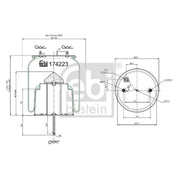 Febi Air Suspension Bellow 204mm Rear 174223