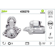 Valeo Starter Motor 12V 1.3kW 9 Teeth 438270