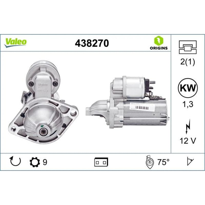 Valeo Starter Motor 12V 1.3kW 9 Teeth 438270